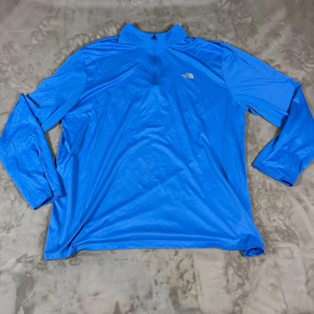 The North Face Mens XXL Blue Quarter Zip Long Sleeve Performance Pullover Shirt